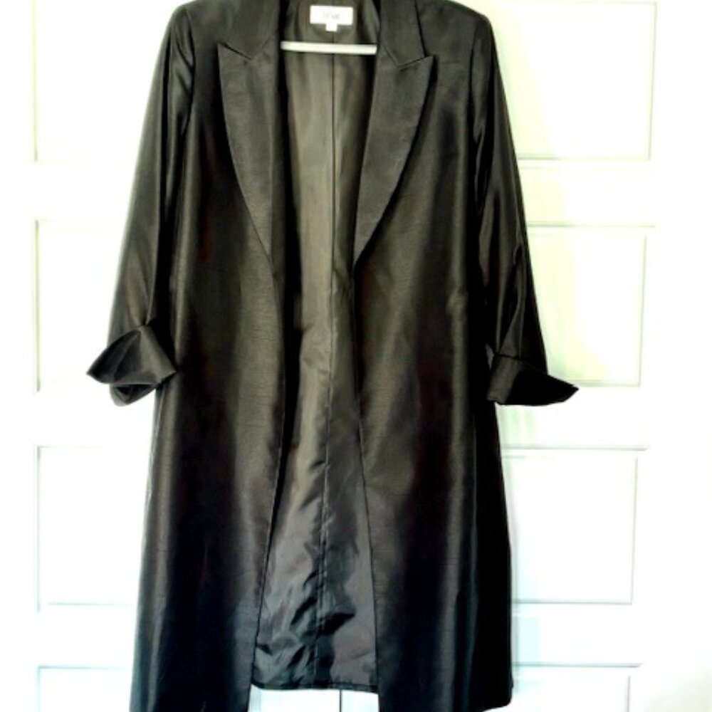 Le Suit NWOT Long Black Brushed Satin Look Suit Jacket Lightweight SZ 18